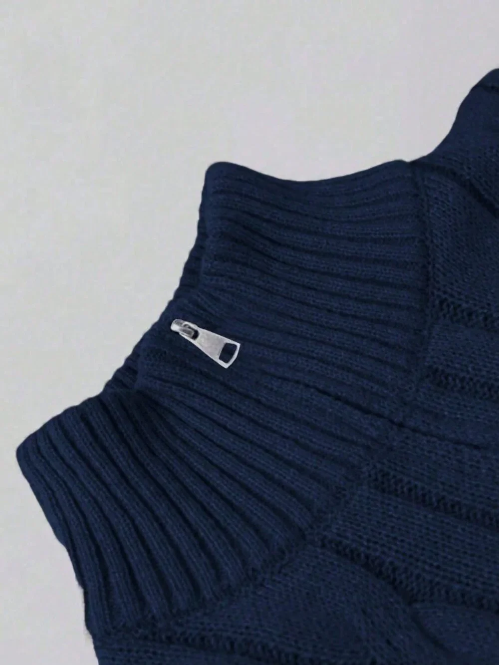 Blue Casual Men's Half-Zip Knit Polo Sweater